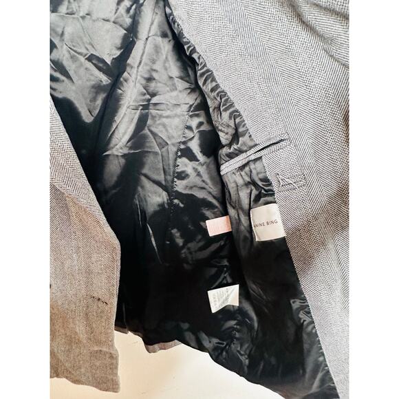 ANNIE BING Grey Wool Blend Boxy Cut Style Oversized Striped Becky Blazer size S - Picture 11 of 14